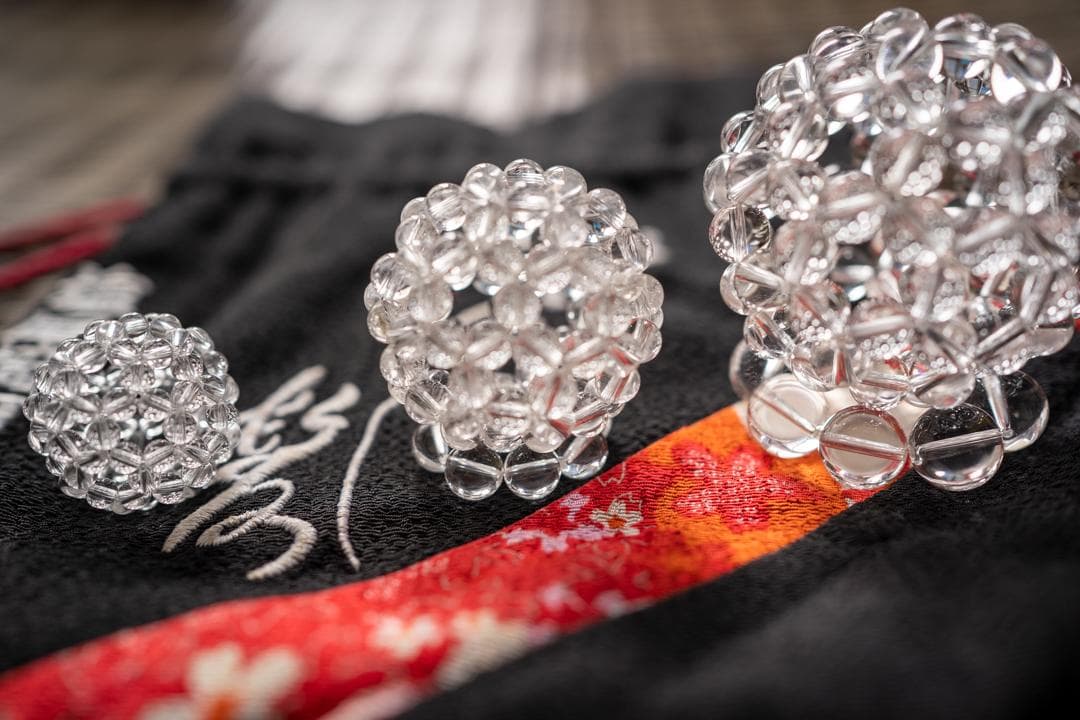 3個セット 水晶 バッキーボール/フラーレン（台座付）