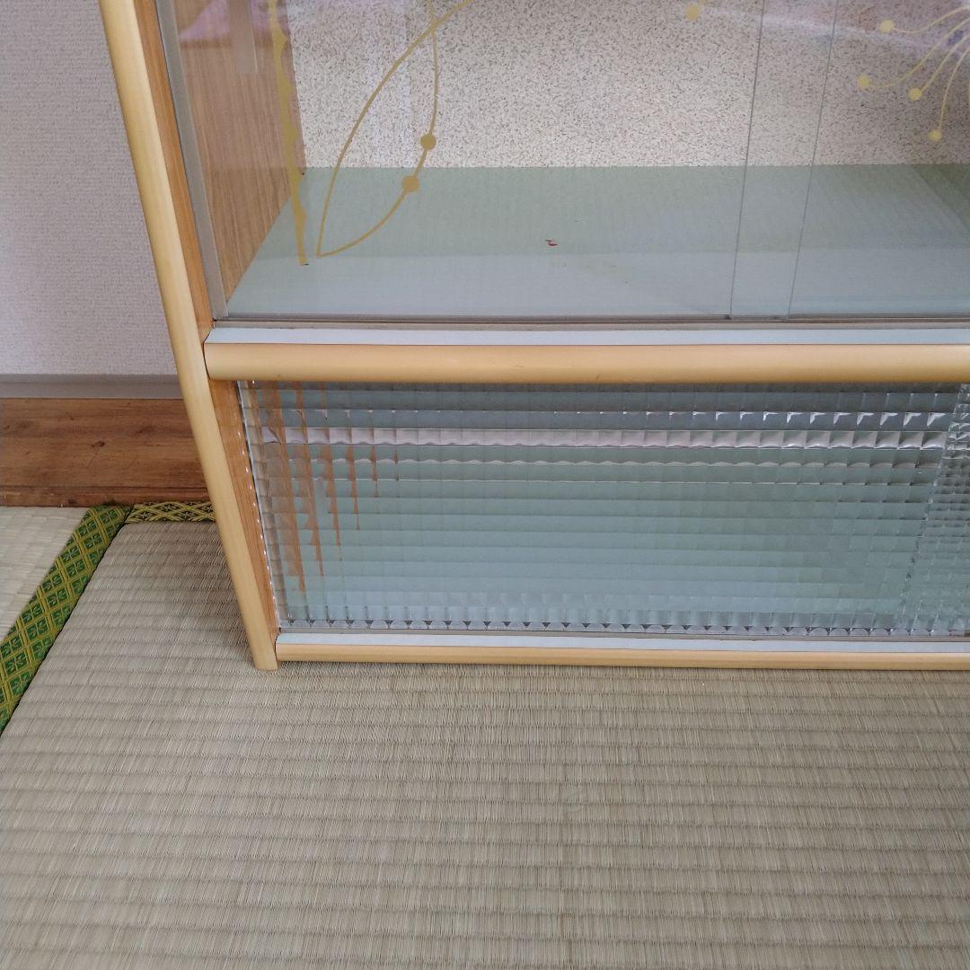 レトロ　飾り棚　吊り棚　モザイク硝子　シャビー　昭和　サイドボード　食器棚