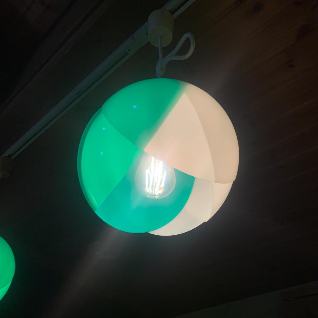 チューリップライト 緑 その4 昭和レトロ ペンダントライト コード交換済