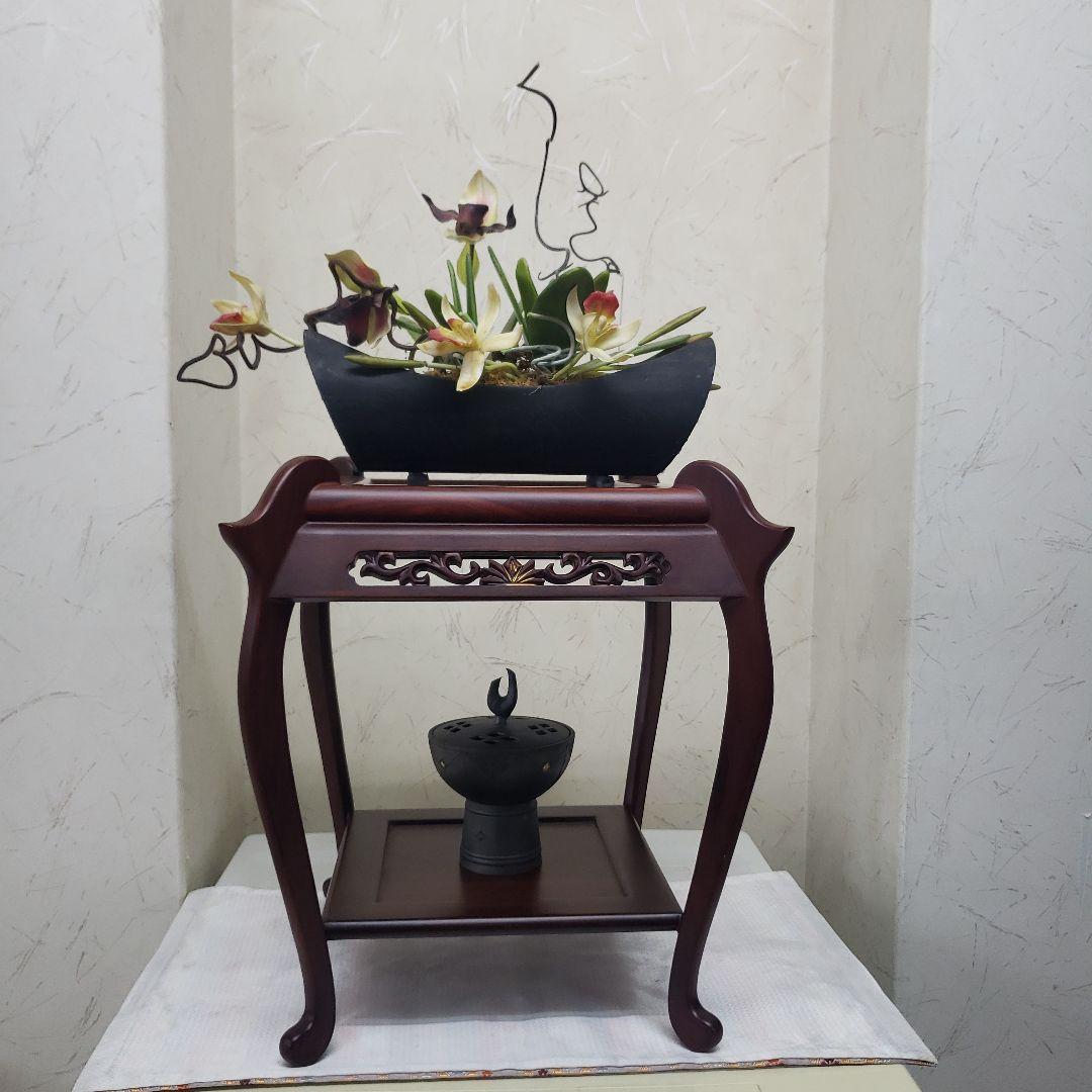 Ｂフライデー蔵出し特価　本紫檀猫足2段花台高さ３５cm幅３１cm