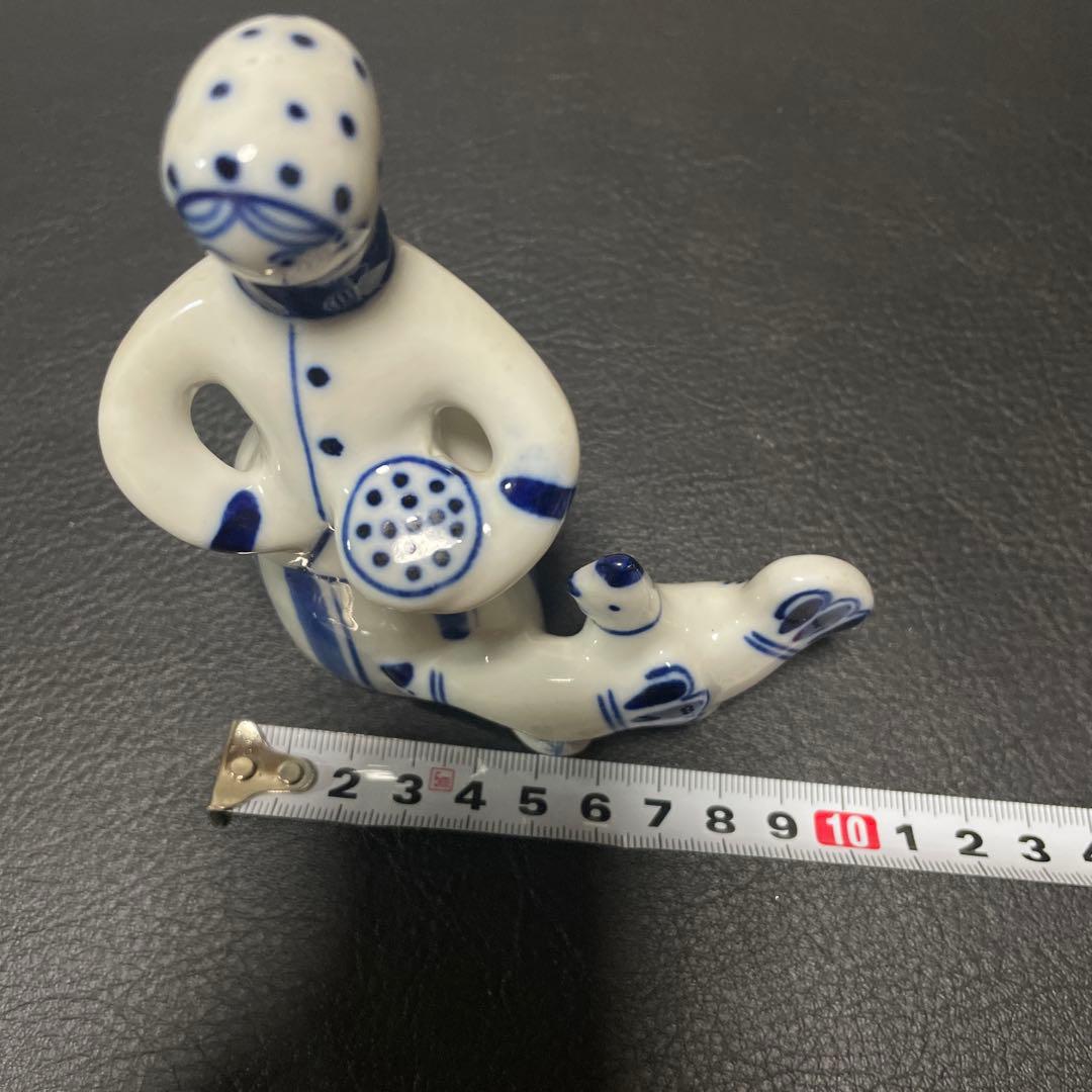 【希少】旧ソ連製 Gzhel グジェリ 陶磁器人Made in USSR ラベル