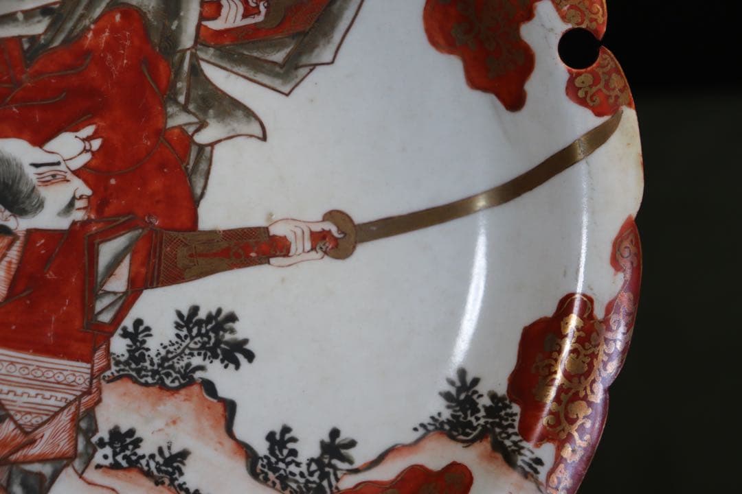 幕末〜明治初期　武士紋赤絵菓子皿　木箱付　送料込み0726