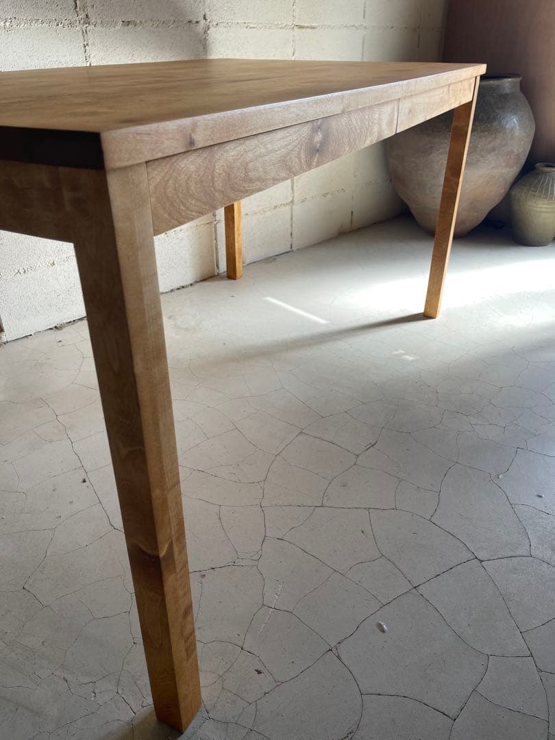 無印良品 MUJI ダイニングテーブル　バーチ材無垢　145サイズ　引出し付