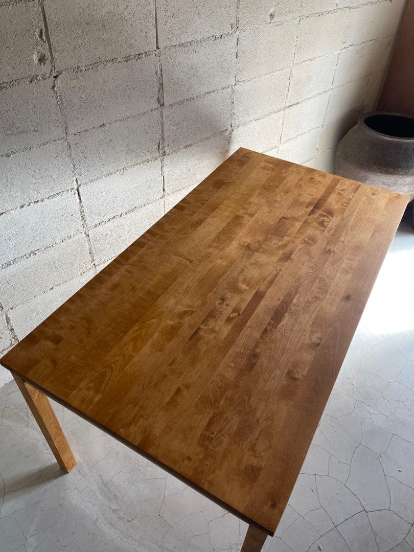 無印良品 MUJI ダイニングテーブル　バーチ材無垢　145サイズ　引出し付