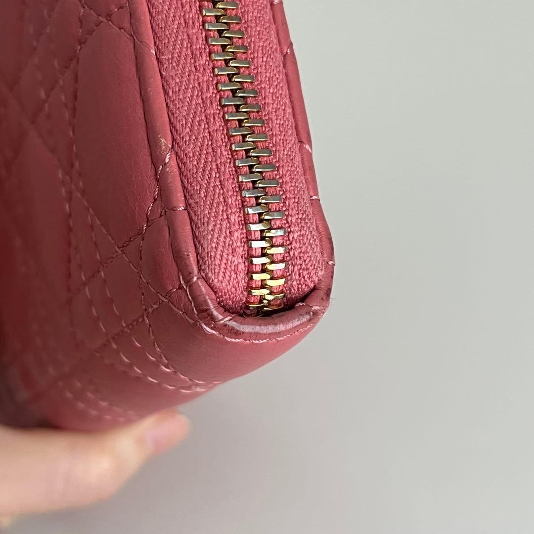 Christian Dior 長財布 ラウンドファスナー カナージュ ピンク