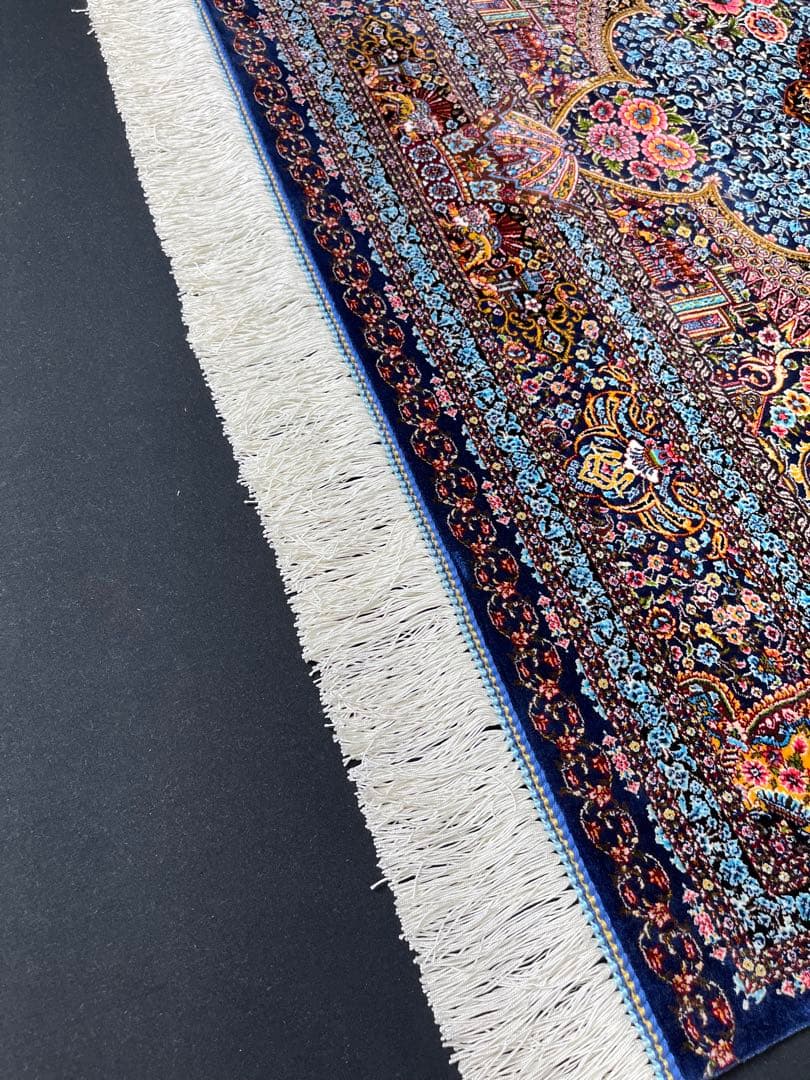 最高級 ペルシャ絨毯シルク イラン クム産 約225万ノット102×150cm