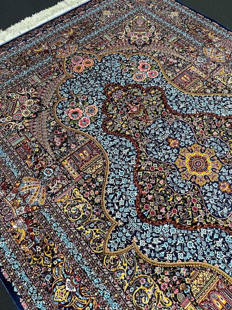 最高級 ペルシャ絨毯シルク イラン クム産 約225万ノット102×150cm