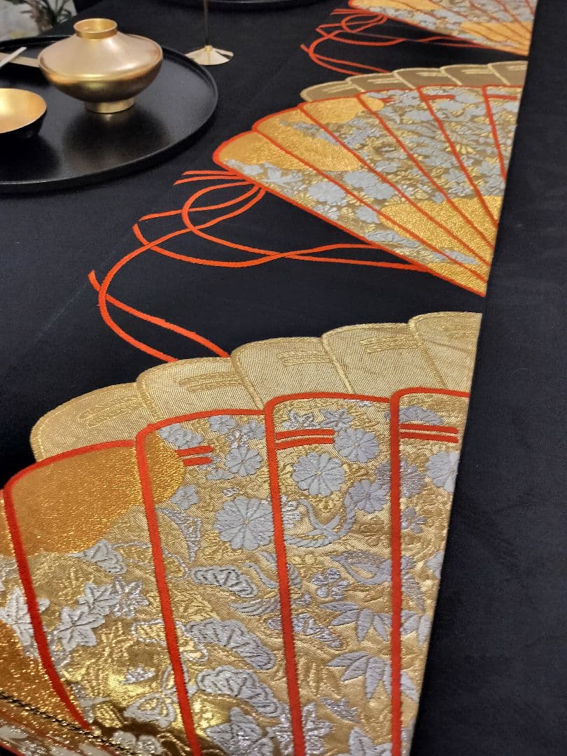 A669★逸品‼️豪華刺繍‼️ひな祭り‼️袋帯正絹テーブルランナー2m4cm