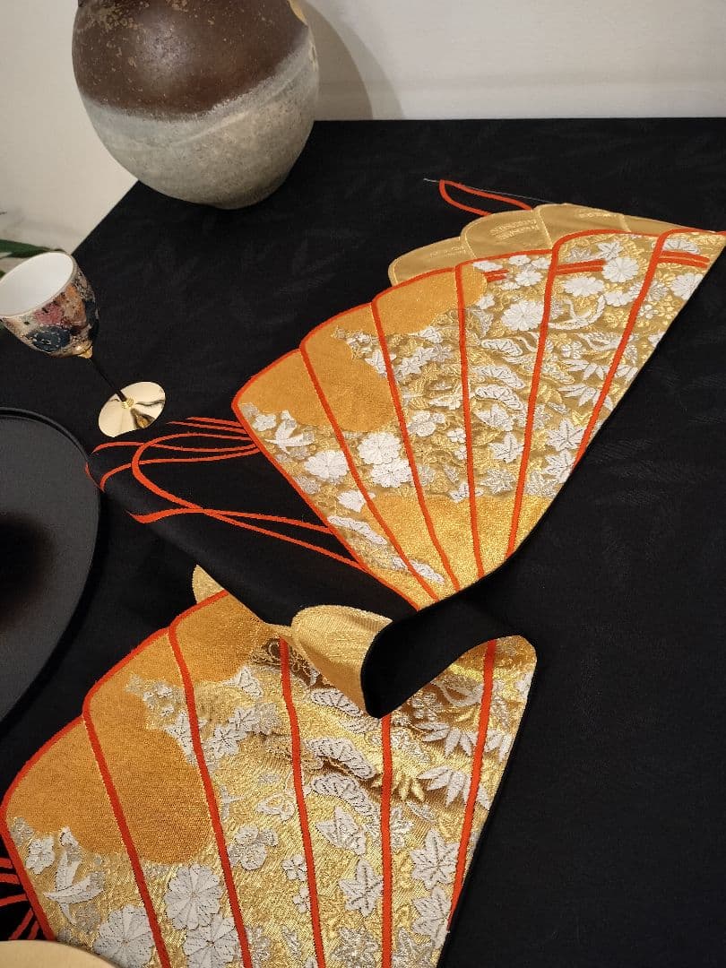 A669★逸品‼️豪華刺繍‼️ひな祭り‼️袋帯正絹テーブルランナー2m4cm