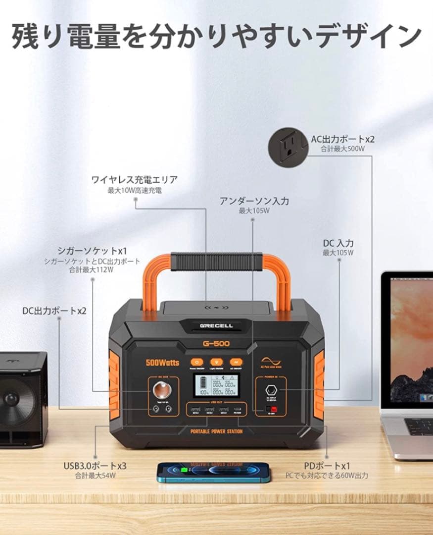 【値下げ】ポータブル電源 140400mAh 最大 500W 10台同時充電
