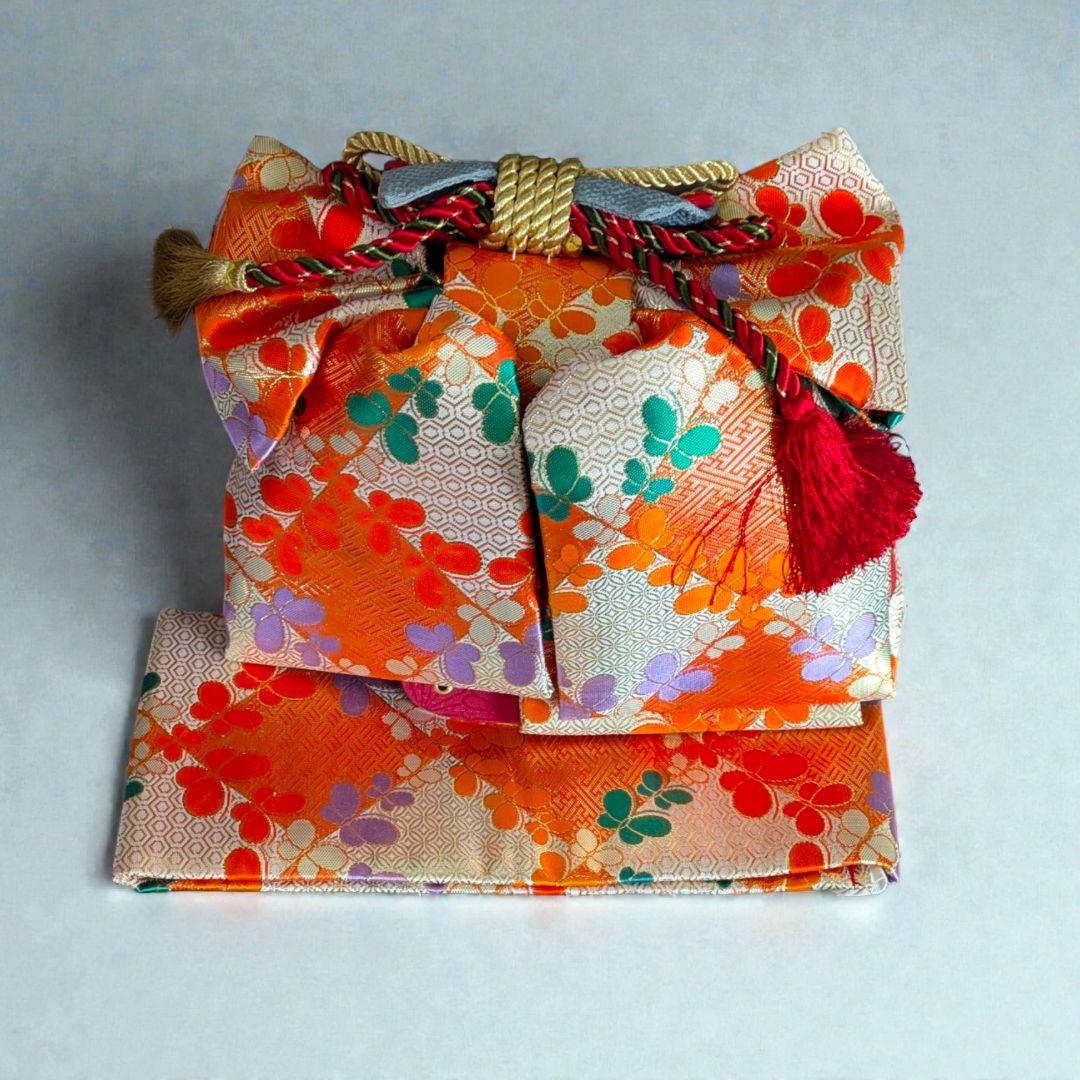 5-7歳　レトロ正絹紫総絞り牡丹　七五三　お着物・作り帯セット　アンティーク