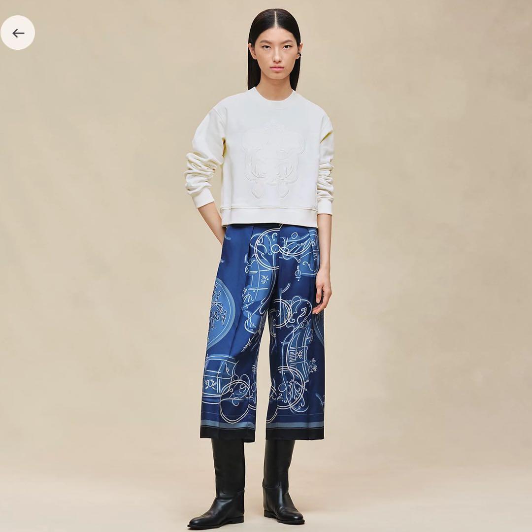 エルメス HERMES タック スウェット トレーナー 白 ホワイト 刺繍 今期