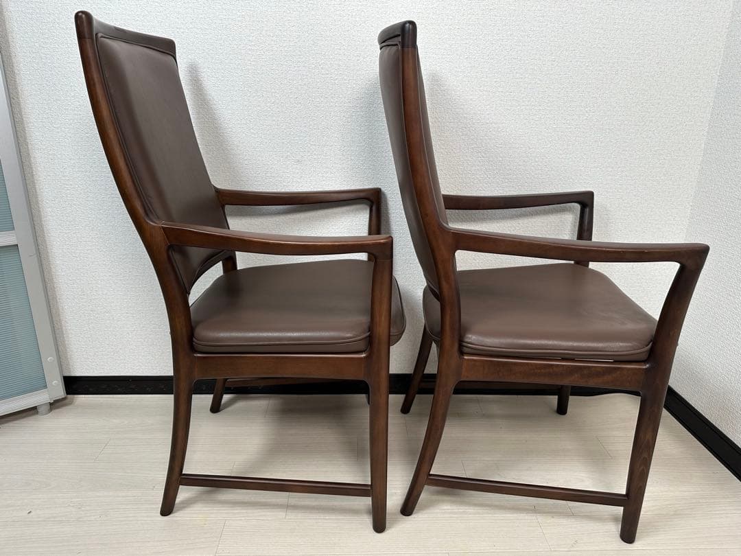 展示品 オカムラ アームチェア ダイニングチェア 2脚セット ブラウン ※i1※