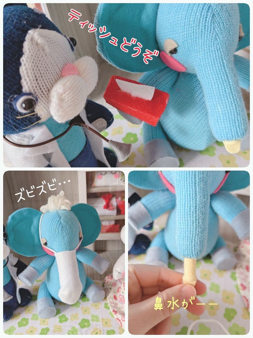 ゆなママ様オーダー品　ねこのお医者さんテーブルシアター　手袋シアター