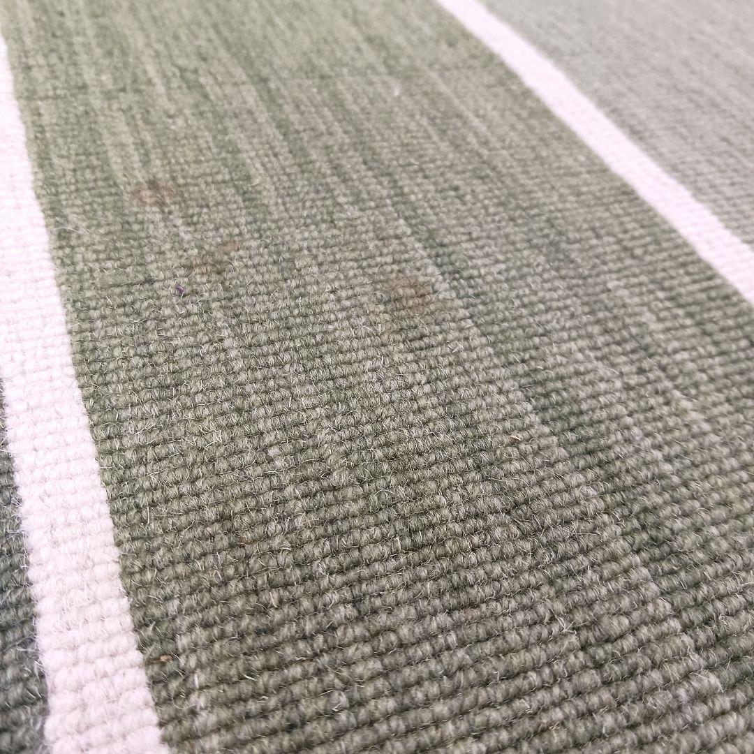 Y2579 インド製 ハリス ウール100% 手織り 平織ラグ 大判