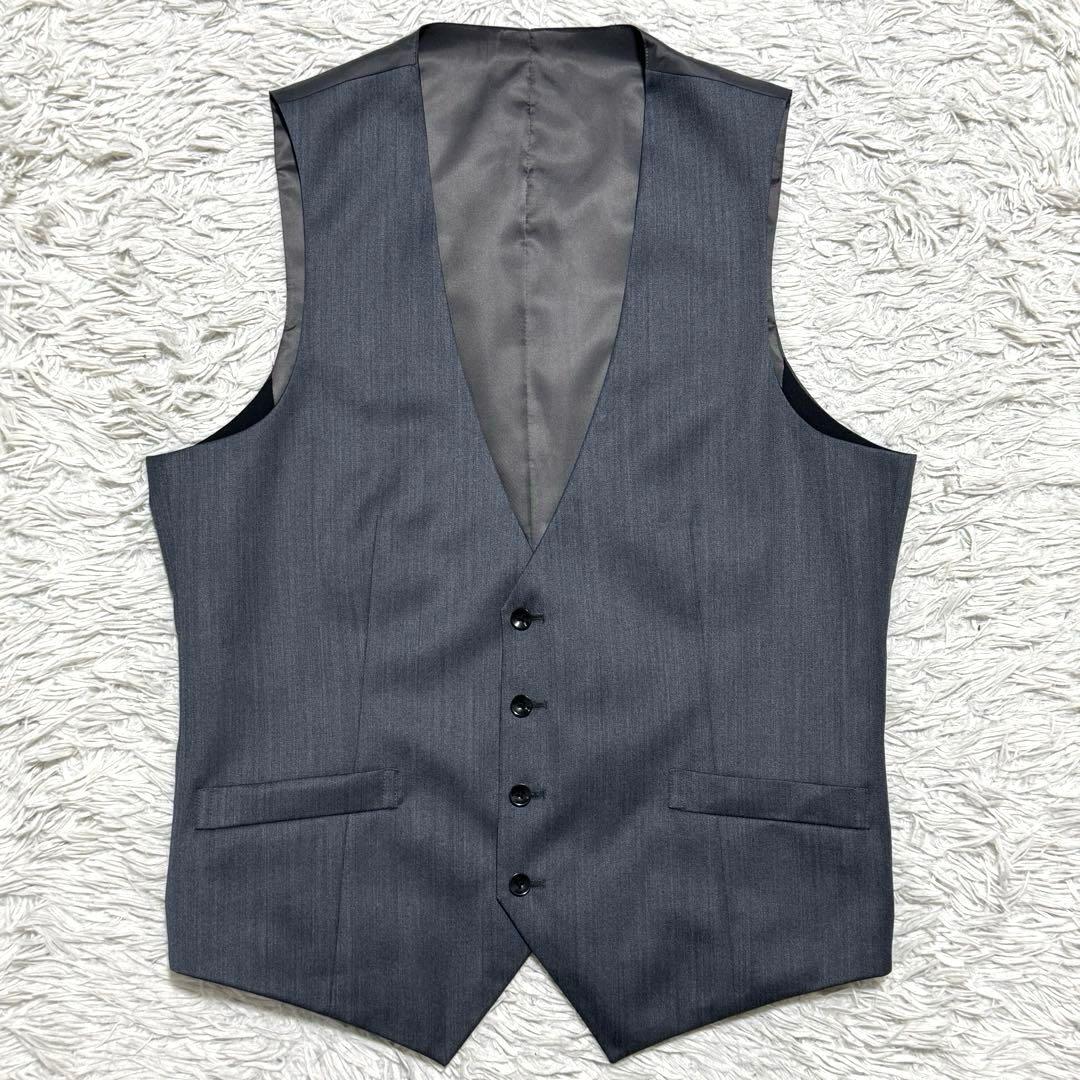 極美品 シルク混 スーツセレクト 光沢 スリーピース セットアップ スーツ A7