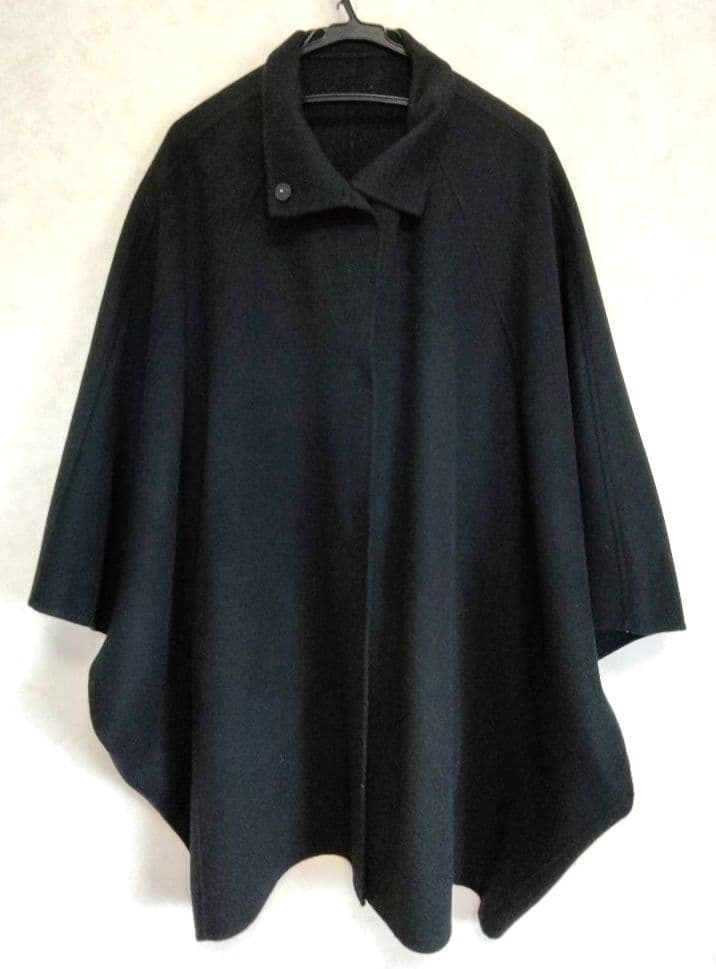 アイシービー　ポンチョ　ネイビー　カシミヤ　スタンドカラー　 42　レディース