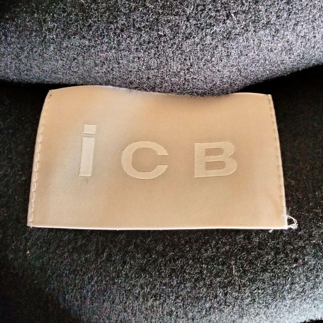 アイシービー　ポンチョ　ネイビー　カシミヤ　スタンドカラー　 42　レディース