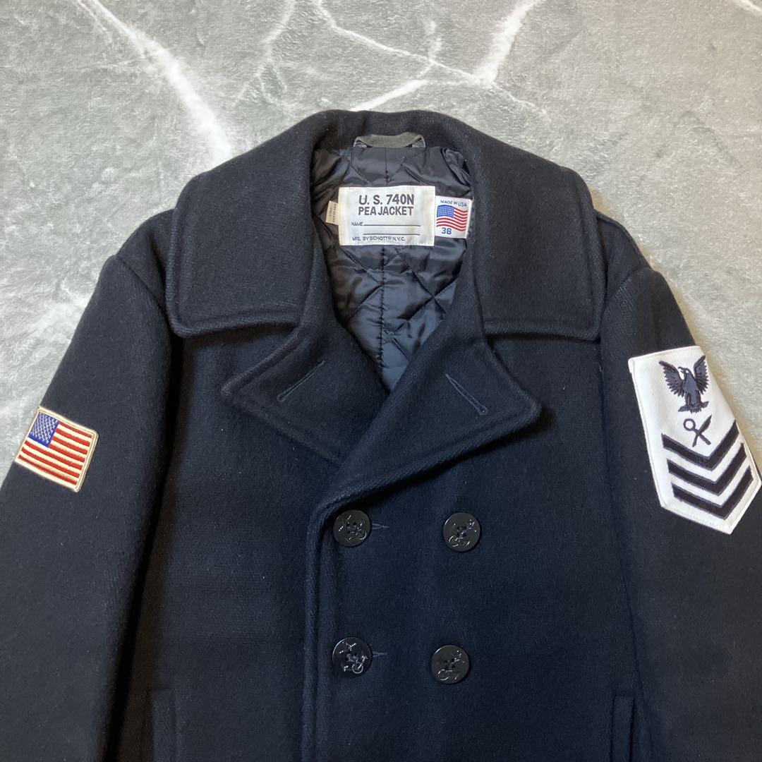 【希少】Schott ウール ピーコート 740N ワッペン USA製 38 L