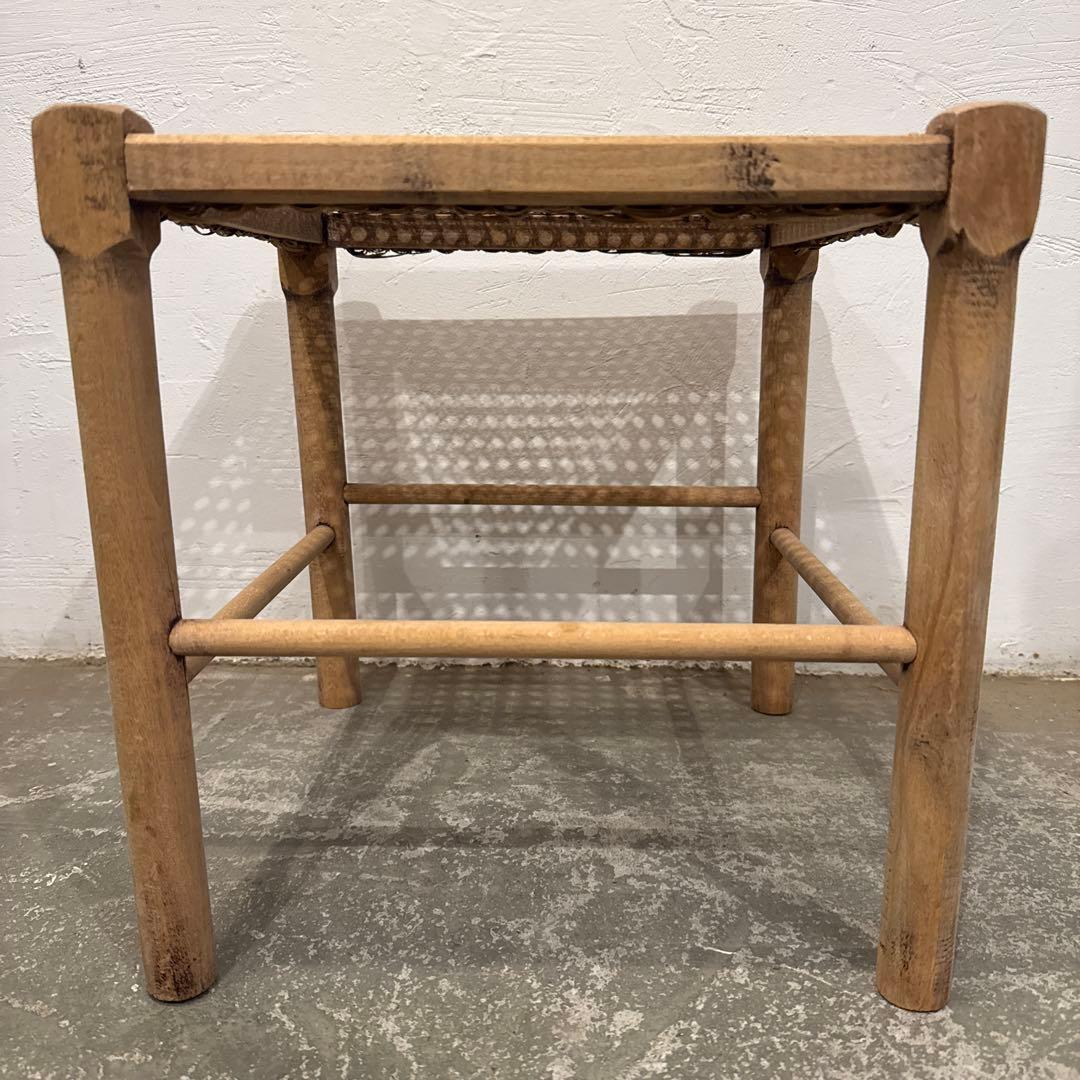 ヴィンテージ　ラタン　スクエア　スツール