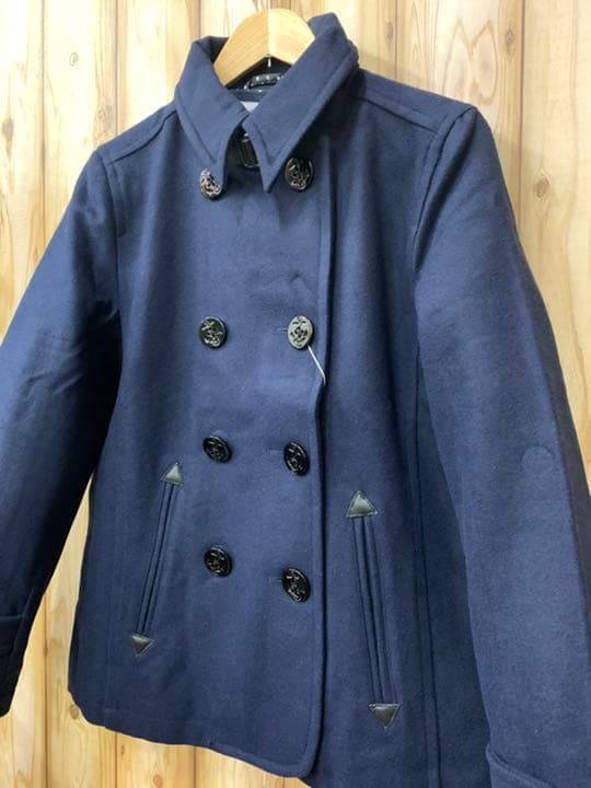 SALE新品LONG PINEしっかり襟カラー★メルトンPコート★Lサイズ