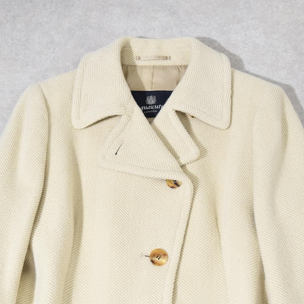 英国老舗 Aquascutum アンゴラ ウール ヘリンボーンパイル コート