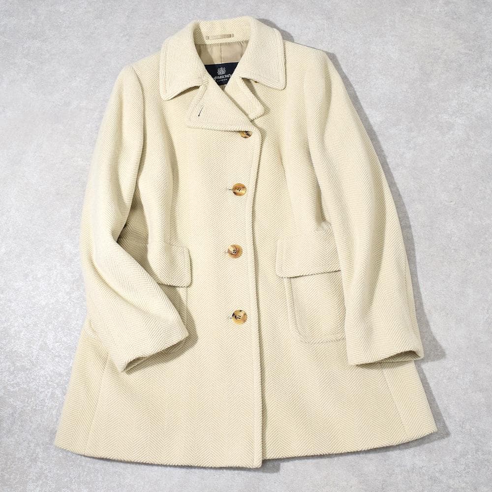 英国老舗 Aquascutum アンゴラ ウール ヘリンボーンパイル コート