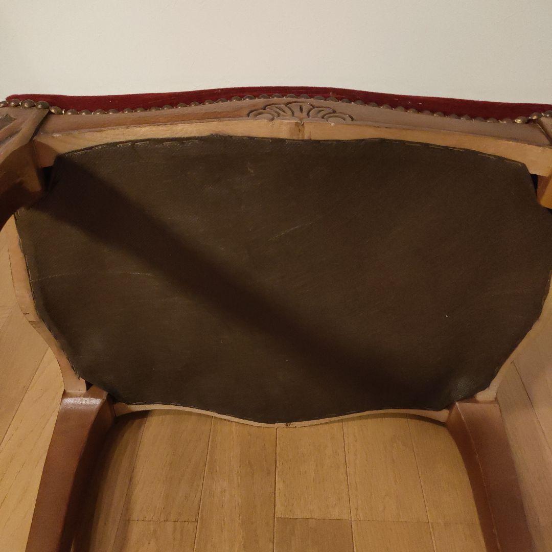 スツール レッド 猫脚 木製 オットマン アンティーク家具 レトロ ②