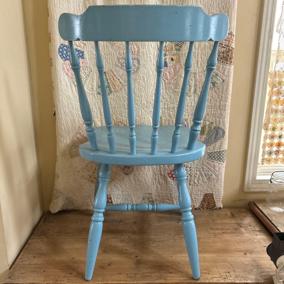 ヴィンテージ　木製チェア　水色