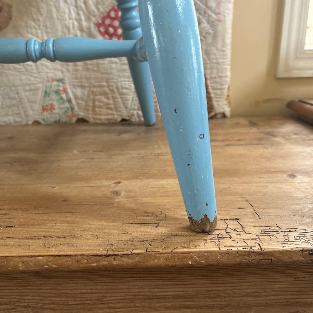 ヴィンテージ　木製チェア　水色