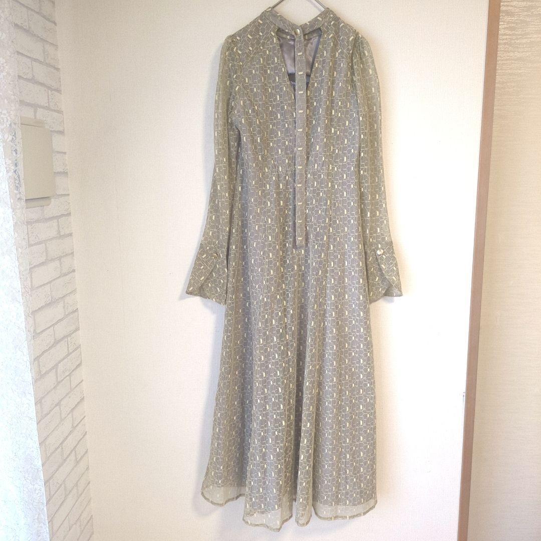 美品 ANDRESD アンドレスド バックオープンジオメトリックドレス S