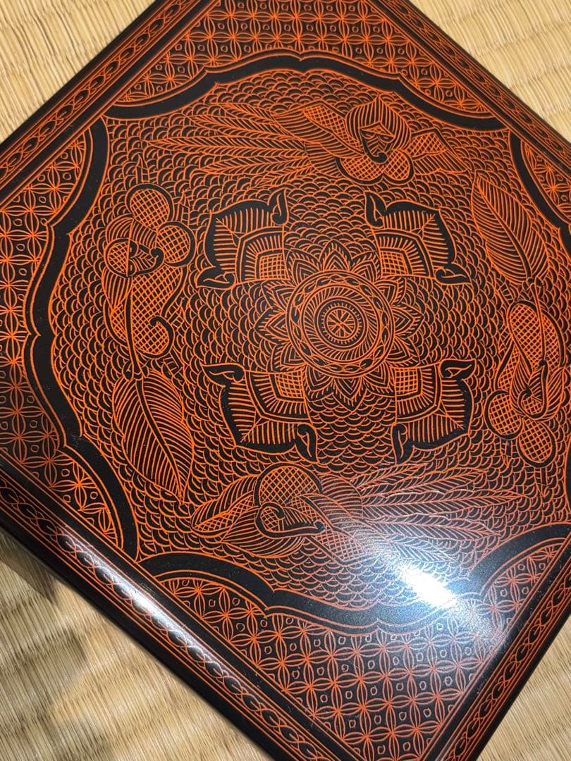 讃岐漆器 筒井隆之 造 蒟醤塗 三段重箱 伝統工芸 讃岐 香川漆器 茶懐石道具