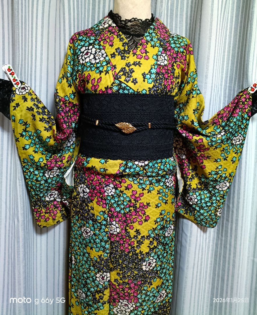 アンティーク着物☆正絹☆小紋☆袷☆花/大正ロマン/昭和レトロ