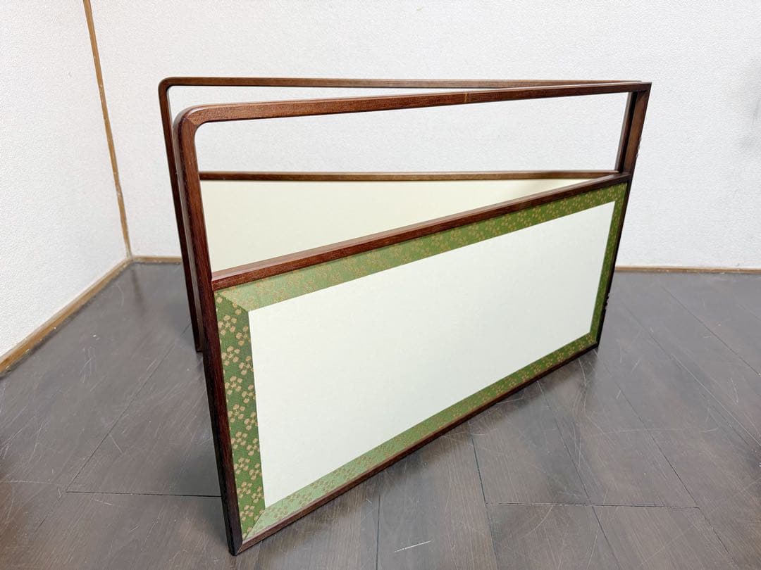 未使用 茶道具 溜塗 利休梅 風炉先屏風 裏白 両面使い 上透かし