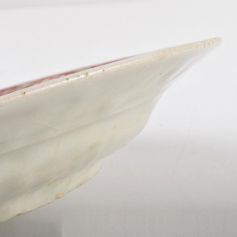 中国　17世紀　インドネシア出土　明代　呉須赤手　皿　時代箱付　M　R9312