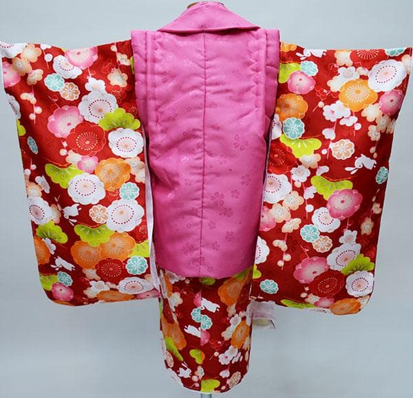 七五三 三歳 女児 被布着物フルセット 百花繚乱 お仕立て無料 NO34178
