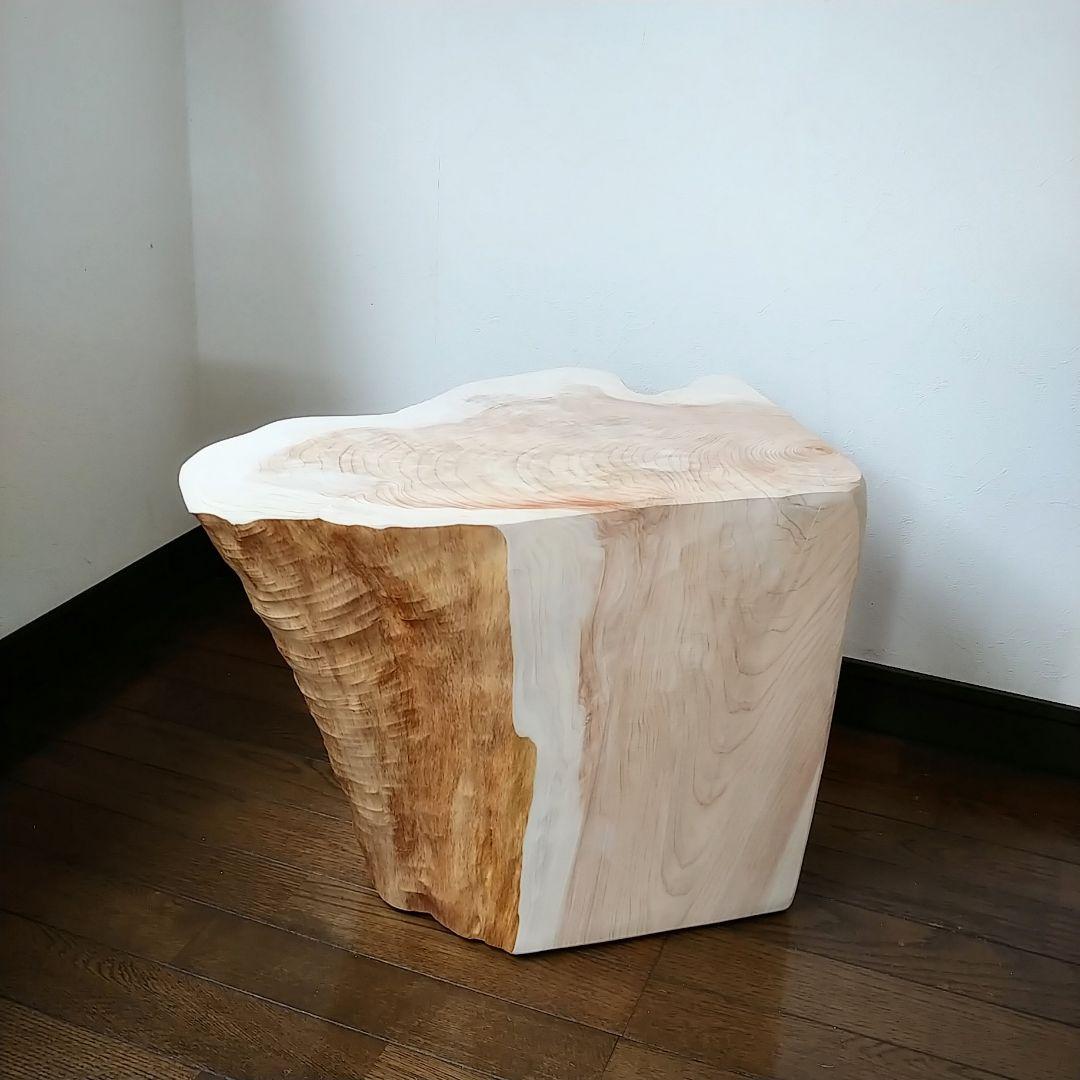 丸太スツール　丸太サイドテーブル　ヒノキ根元