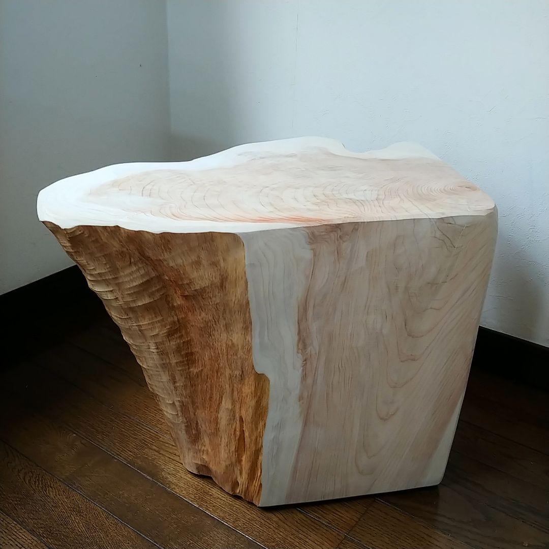 丸太スツール　丸太サイドテーブル　ヒノキ根元