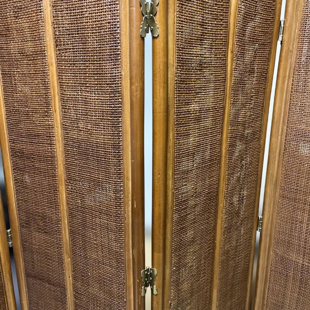 ラタン製　四枚連結パーテーション