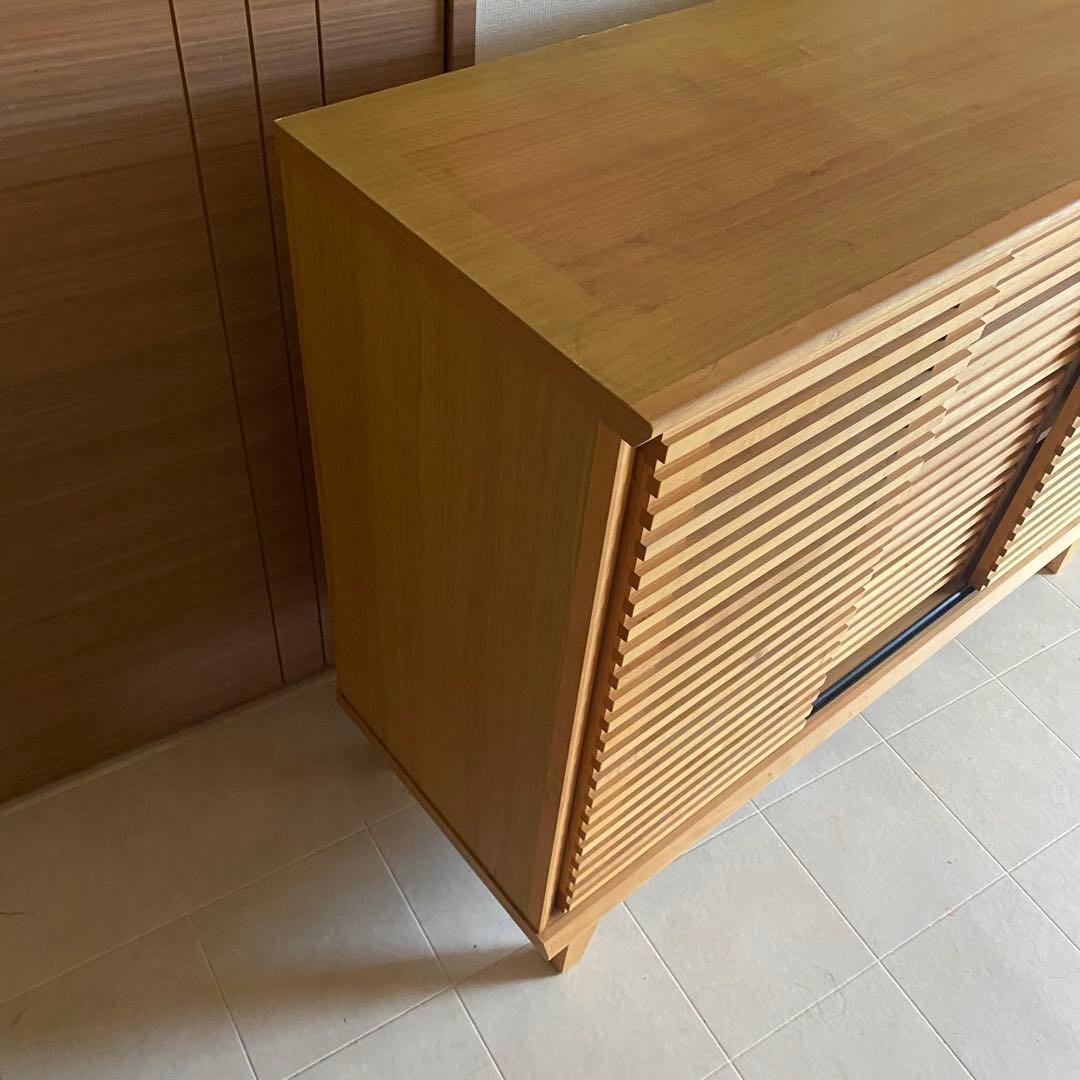 北欧　格子　キャビネット　サイドボード　ナチュラル　モダン　チェスト　棚