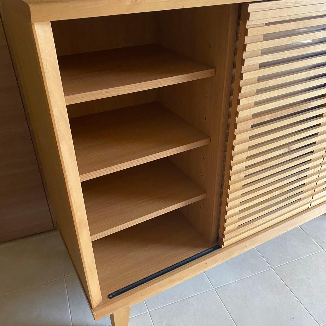 北欧　格子　キャビネット　サイドボード　ナチュラル　モダン　チェスト　棚