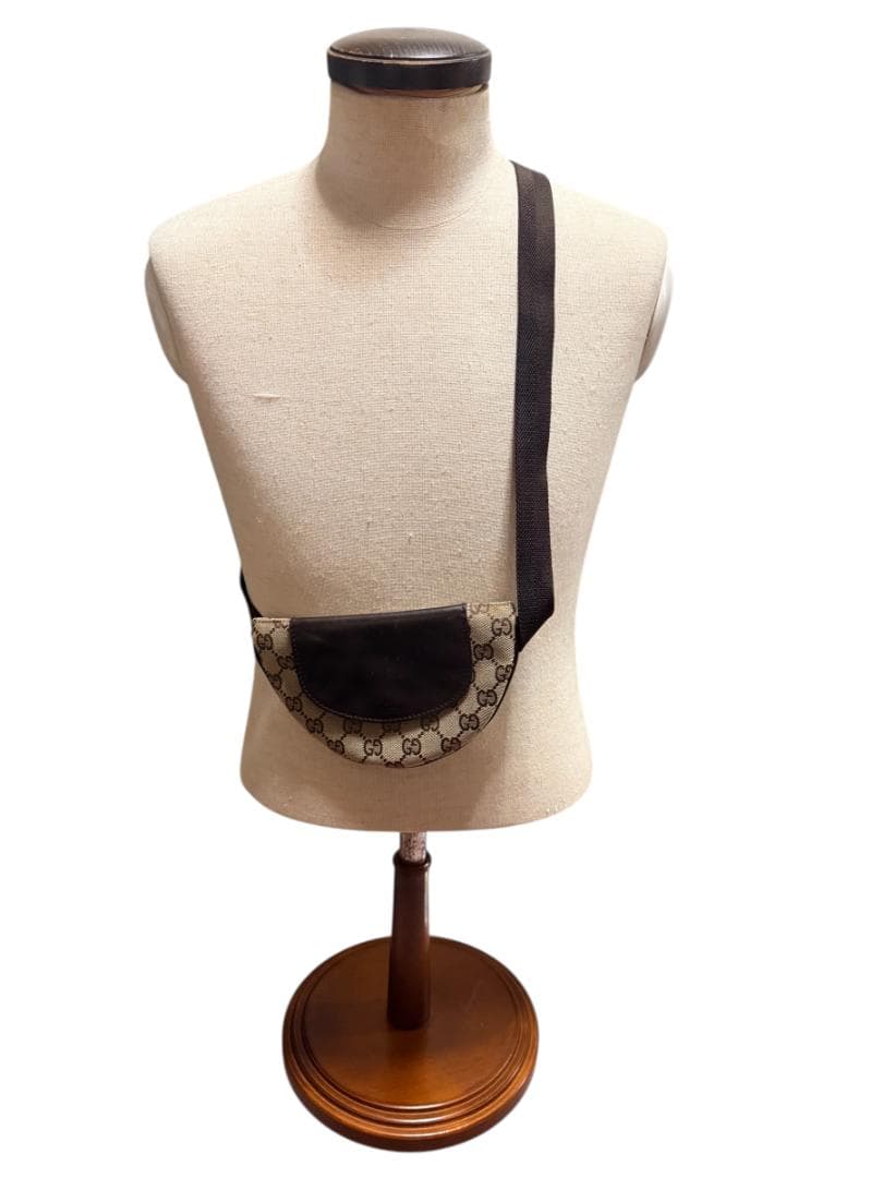 グッチ GGキャンバス ウエストポーチ ボディバッグ ブラウン