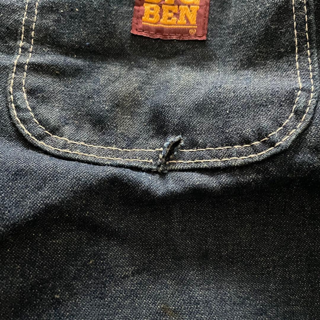 80s USA製 BIGBEN デニムカバーオール 裏地ブランケット 襟コーズ