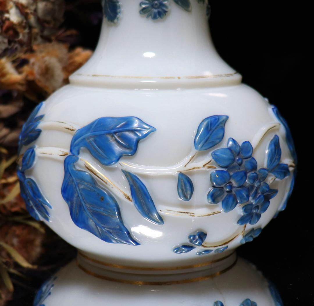 オールド・バカラ 19世紀美術館級作品 パリ万博試作品 レアカラー 大型花瓶 青