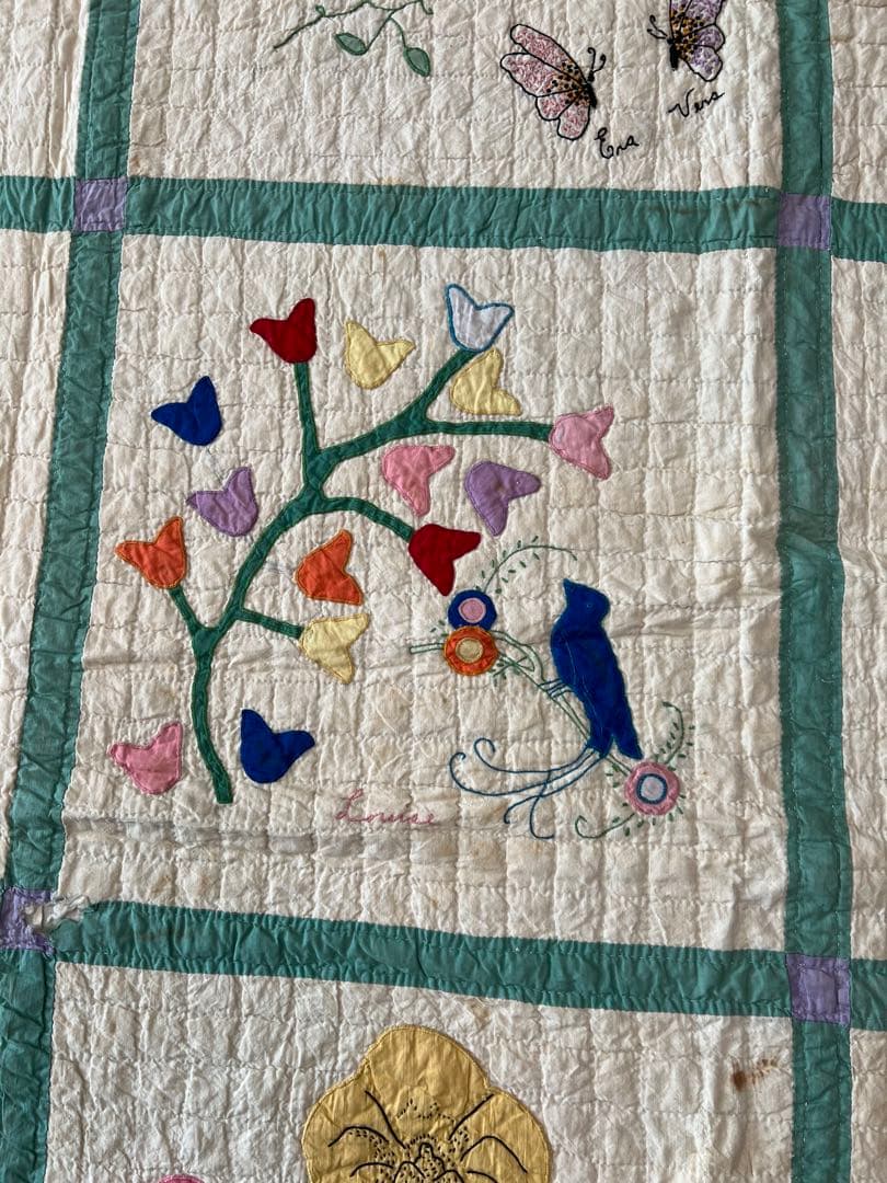 アンティークキルト✴︎刺繍キルト✴︎アップリケキルト