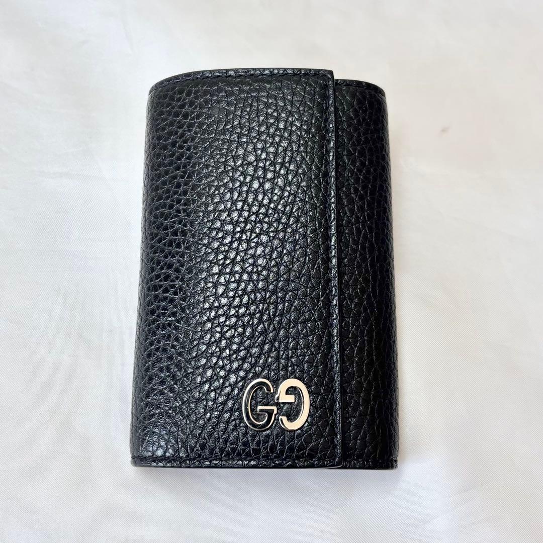 【極美品】　グッチ　GGメタル　6連 キーケース　キーフック　キーリング　シボ革