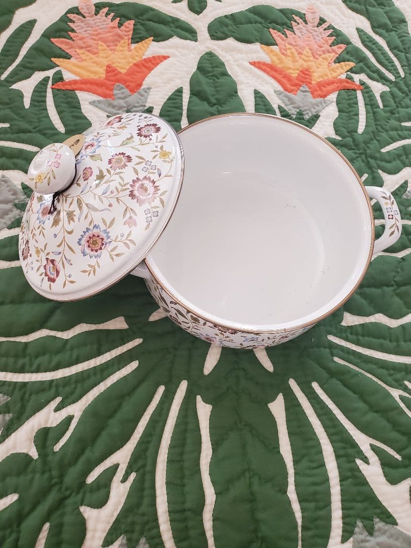 【新品未使用】ピースルピナス エジリー 花柄 鍋 やかん 昭和レトロ ホーロー鍋