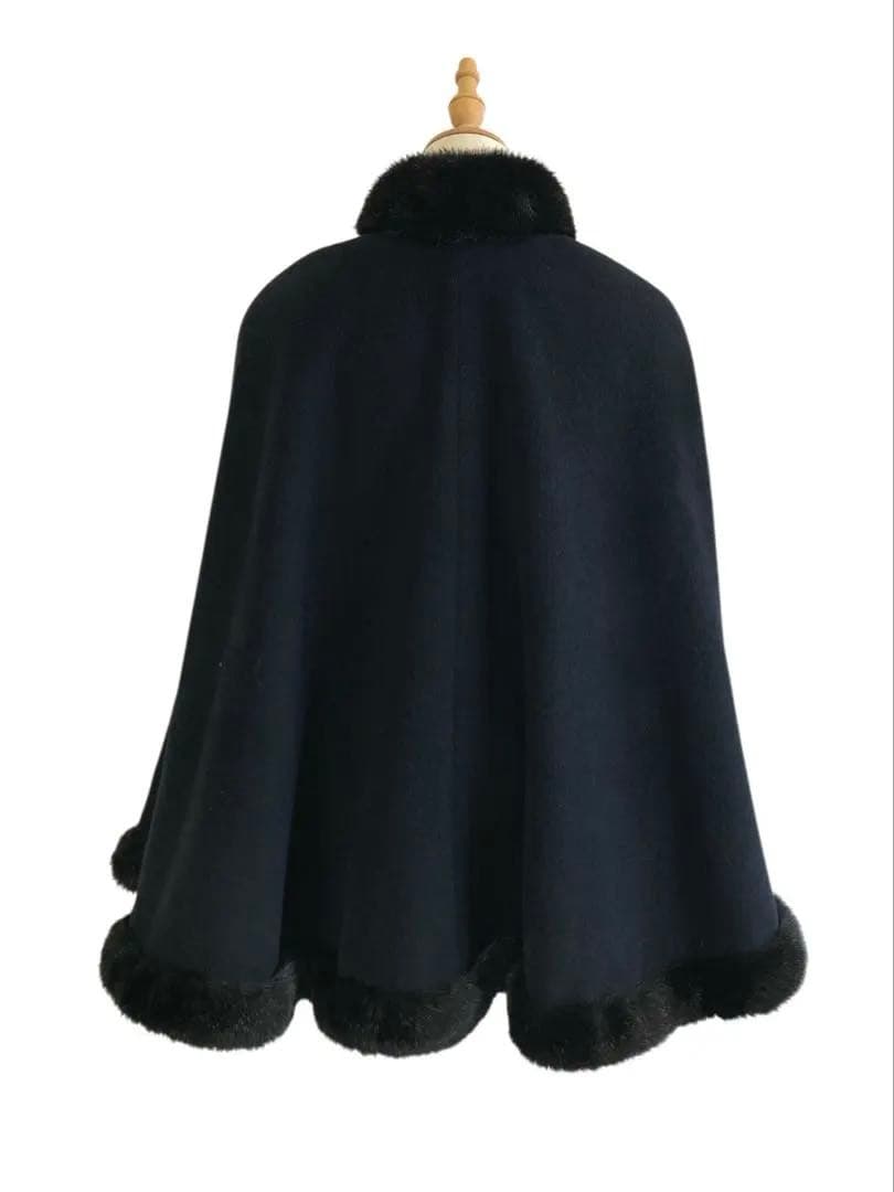 アンゴラ100% ウールポンチョ　マントコート　ケープ　M 美品