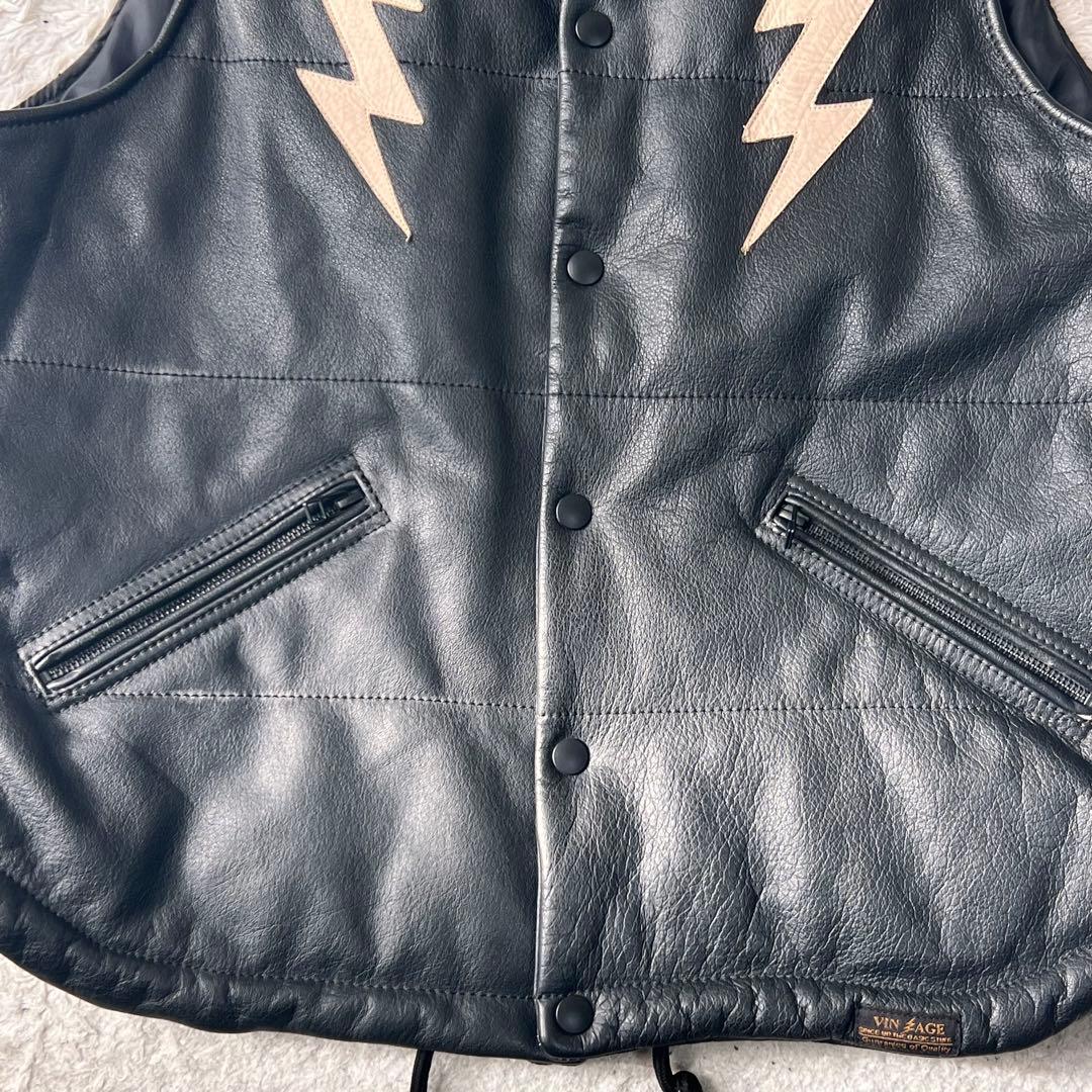 vin&age 本革 バイク レザーベスト 38サイズ