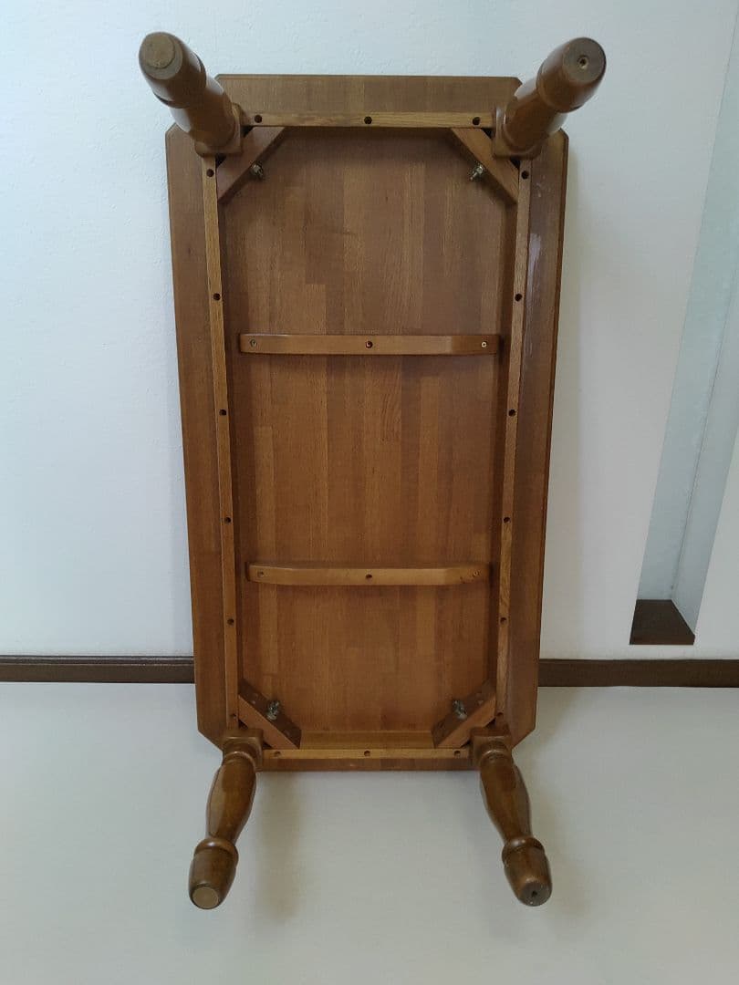 カントリー家具 オーク材 センターテーブル 天然木 オーク材 八角形 ろくろ脚